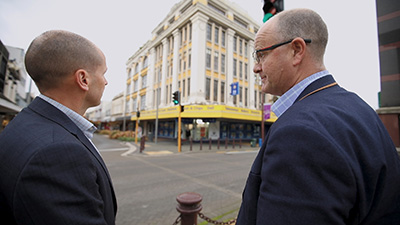 Chamber of Commerce President Neil McAra and HWCP Chairperson Scott O’Donnell.