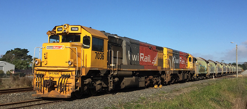 Cargo train with carriages in Northland.