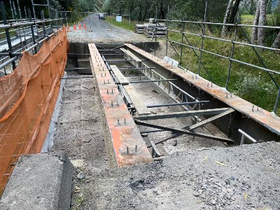 Construction work of a bridge in the Wairoa district