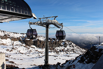 The Whakapapa Sky Waka Gondola on Mount Ruapehu.